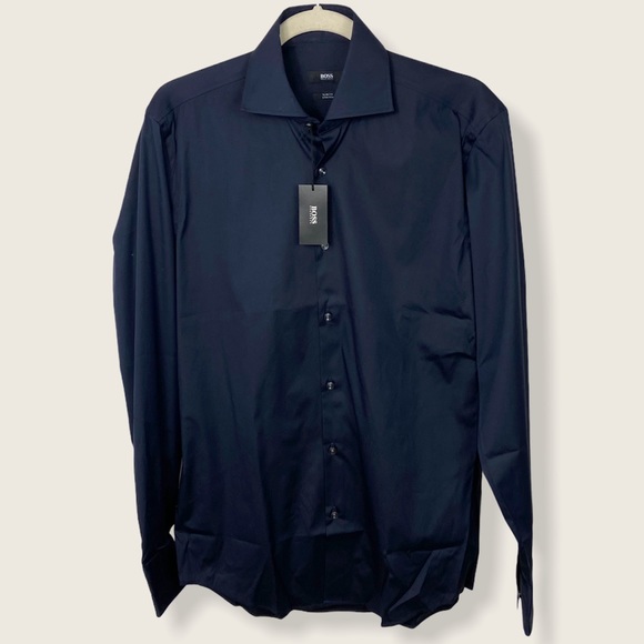 Hugo Boss Slim Fit Stretch Navy Blue Size 14.5 NWT